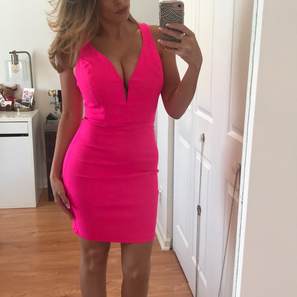 Electric pink bodycon dress size small